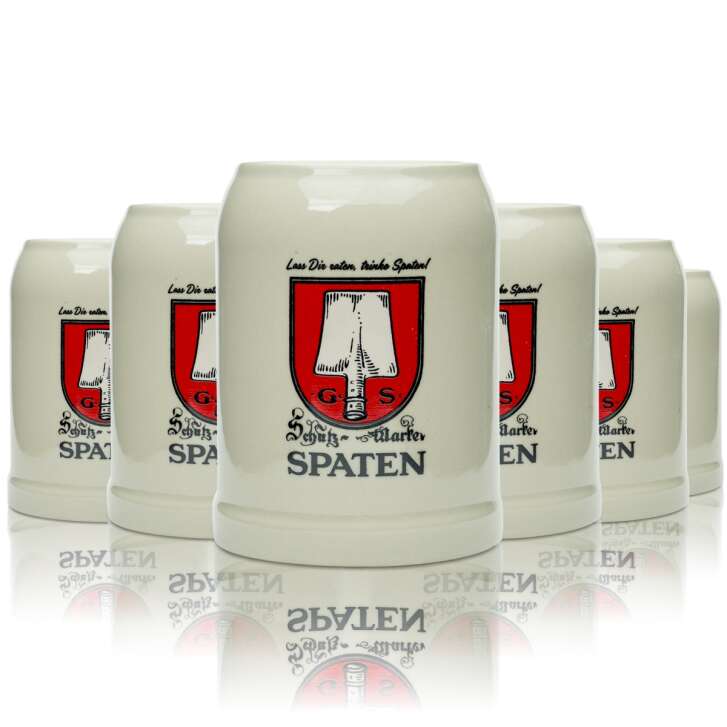 6x Spaten Bier Krug 0,5l pichet en céramique faïence verre brasserie Seidel Humpen