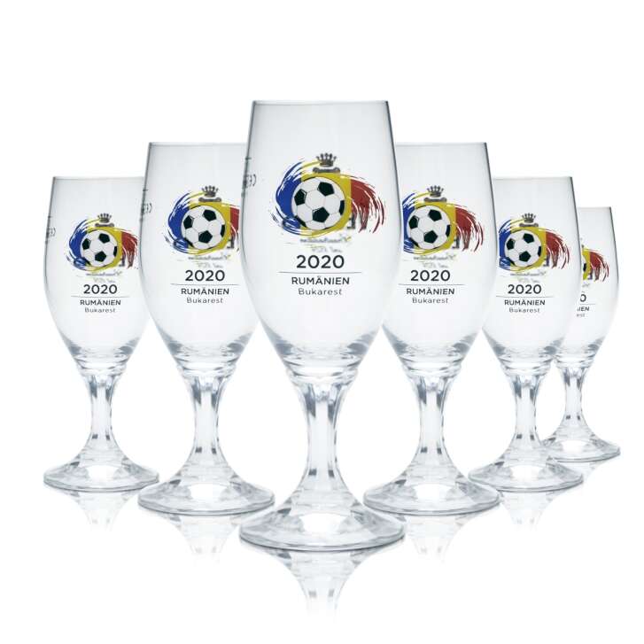 6x Veltins verre 0,2l verre à bière tulipe coupe EM 2020 Roumanie football Euro 24