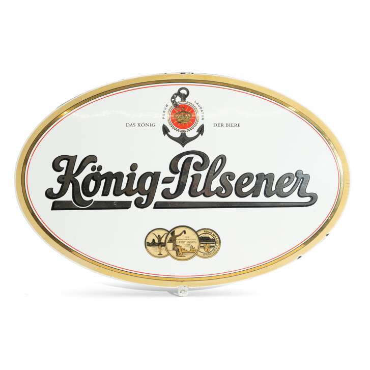 König Pilsener Plaque émaillée Blanc 64x43cm Plaque murale Décoration Merch Réclame