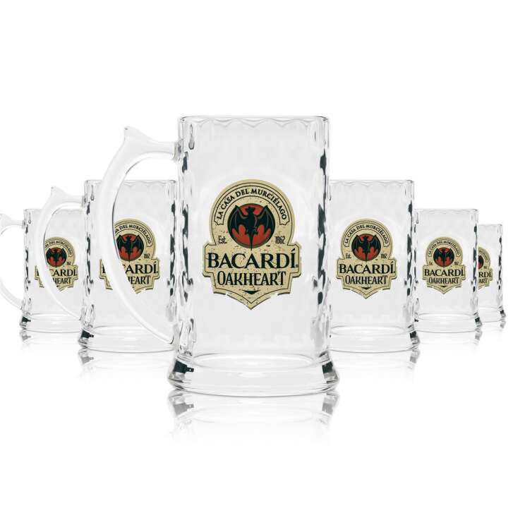 6x Bacardi Rum verre pichet verre véritable Oakheart 350ml
