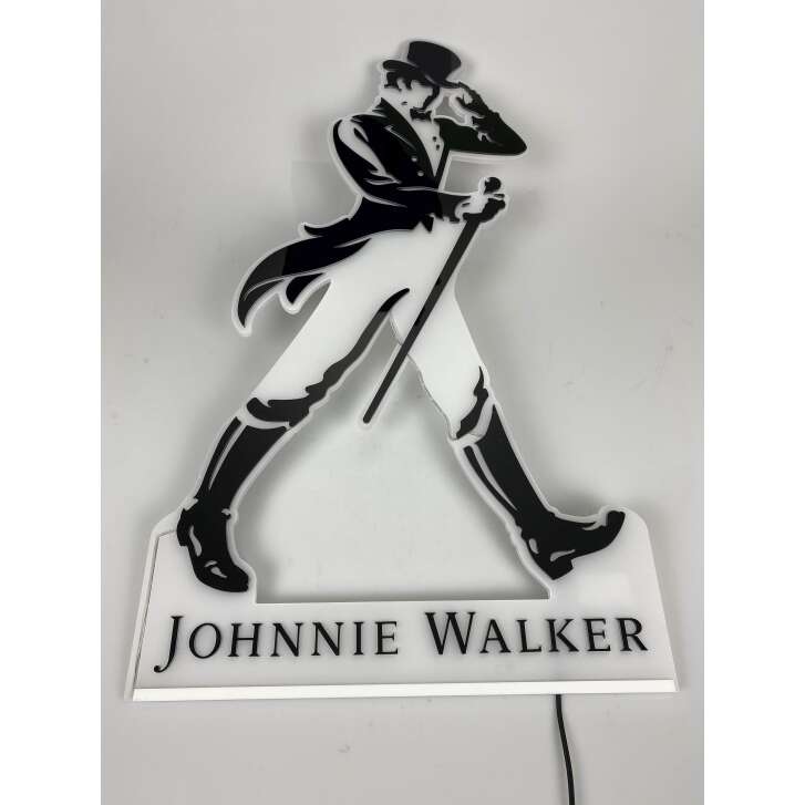 1x enseigne lumineuse Johnnie Walker Whisky Logo noir et blanc 70 x 39 x 1