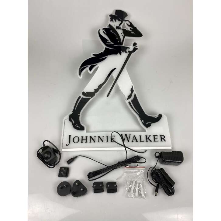 1x enseigne lumineuse Johnnie Walker Whisky Logo noir et blanc 70 x 39 x 1