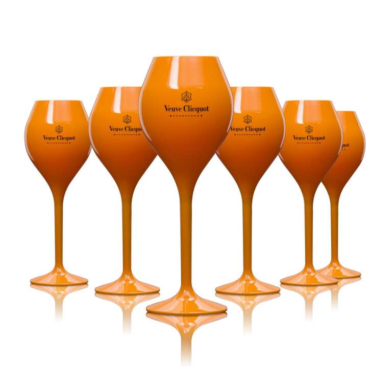 6x Veuve Clicquot Verre à Champagne Orange Coupe plastique fine