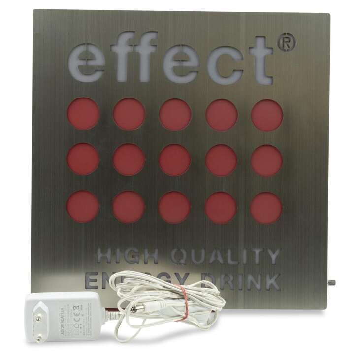 1x enseigne lumineuse Effect Energy rectangulaire argent rouge 30 x 30