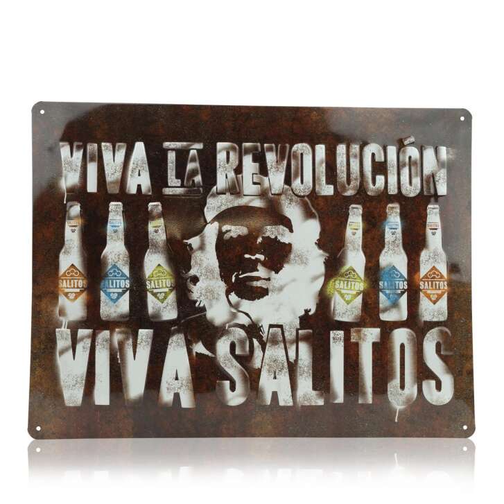 1x Salitos bière plaque de tôle Viva La Revolution brune avec multicolore 40 x 30