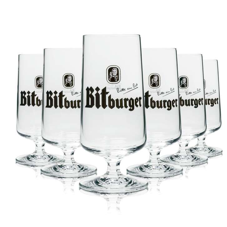 6x Bitburger verre 0,1l coupe tulipe verres Gastro bière tasting pils brasserie bar
