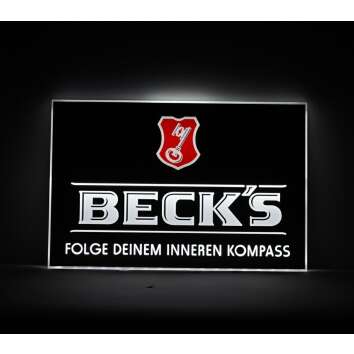 1x Becks bière enseigne lumineuse argent 55x36cm...