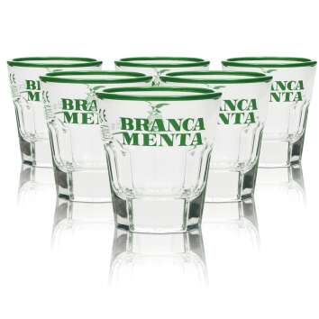 6x Branca Menta verre à liqueur 2cl shot bord vert