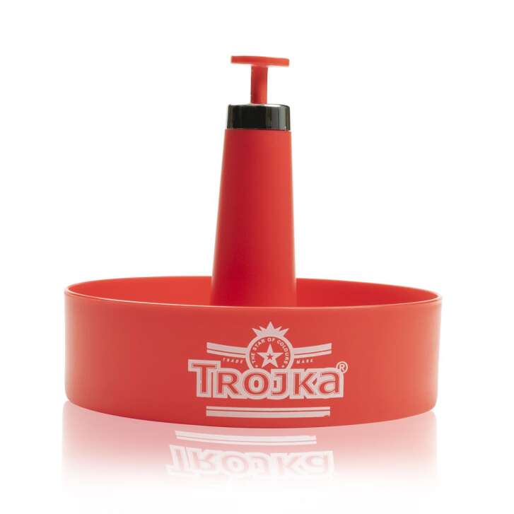 1x Trojka Vodka plateau rond rouge avec support