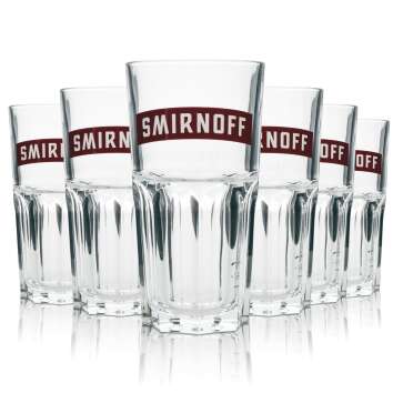 6x Smirnoff Vodka verre à long drink...