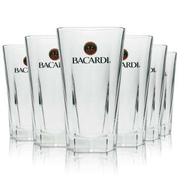 6x Bacardi Rum verre à long drink 5eck 355ml