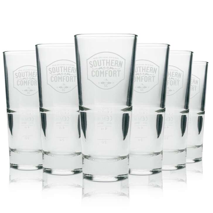 6x Southern Comfort verre à whiskey long drink logo blanc 296ml