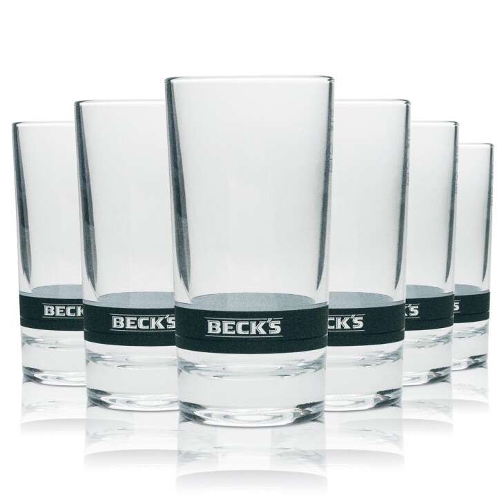 6x Becks verre à bière longdrink 250ml bande grise