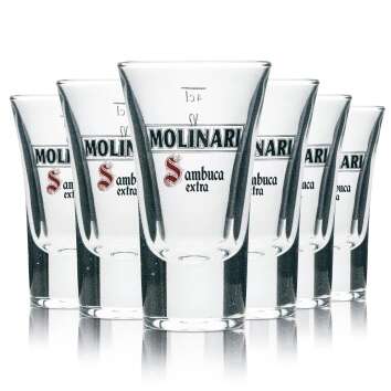 6x Molinari Sambuca verre shot 4cl extra