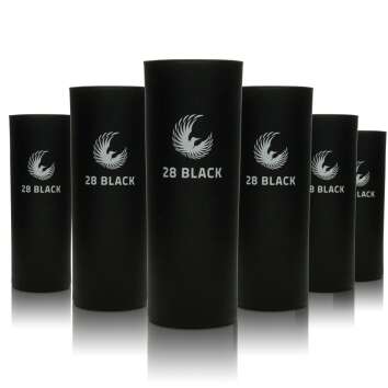 6x 28 Black Energy Verre à long drink noir mat 220ml