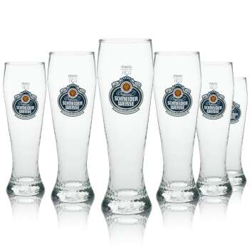 6x Schneider Weisse Weißbier Glas 0,3l levure...