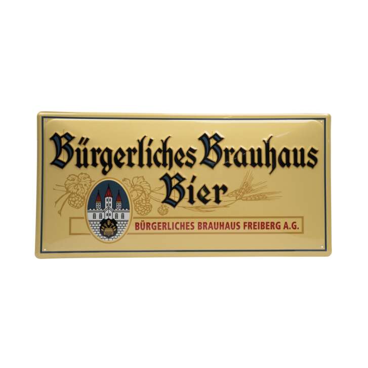 1x Bürgerliches Brauhaus Bier Plaque en tôle jaune