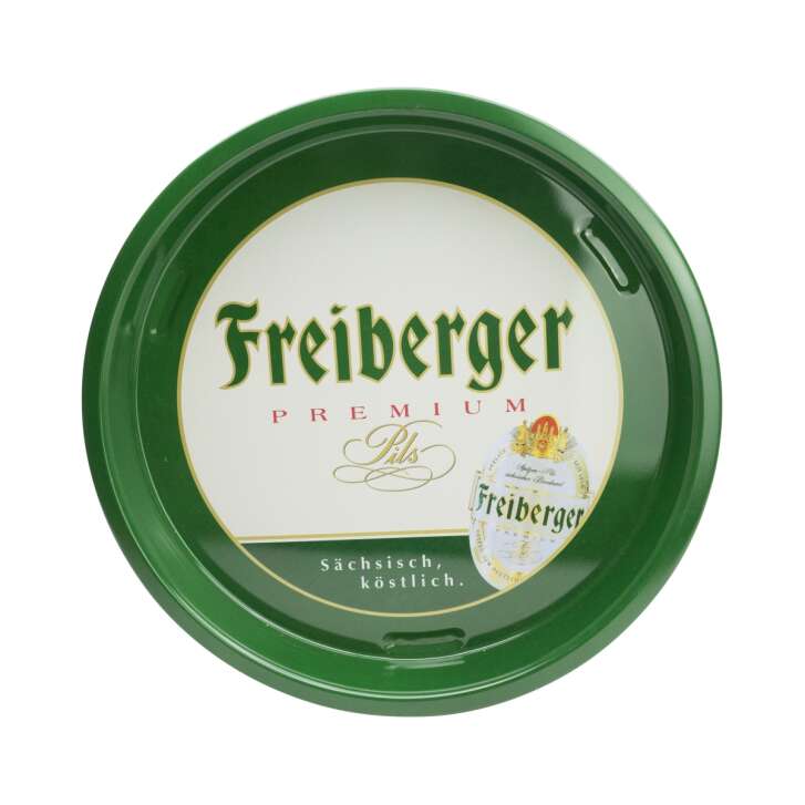 1x plateau à bière Freiberger vert à rebords hauts en métal