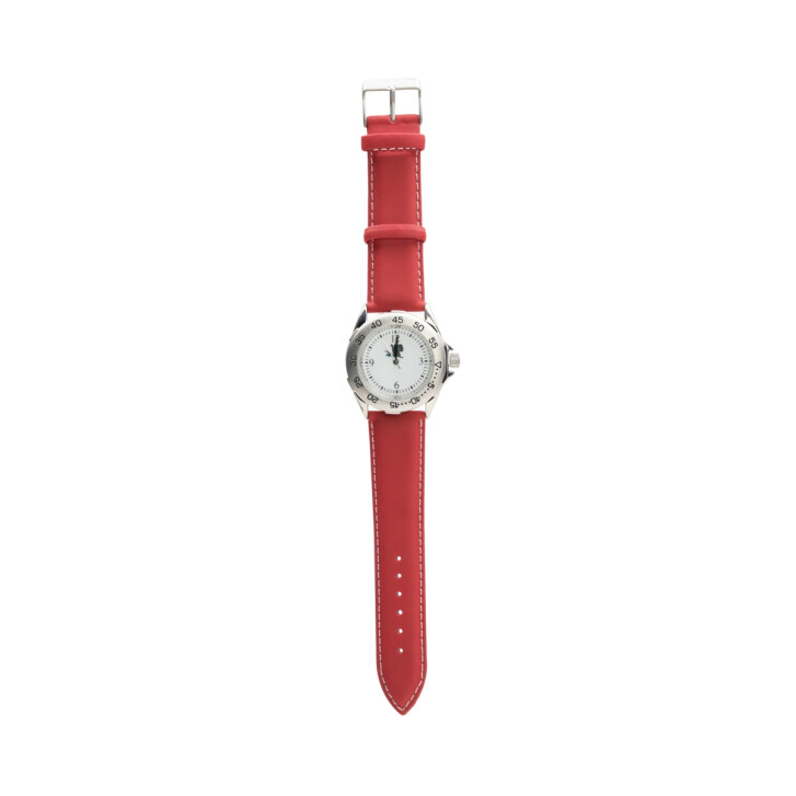 1 montre-bracelet Hasseröder avec bracelet en cuir rouge