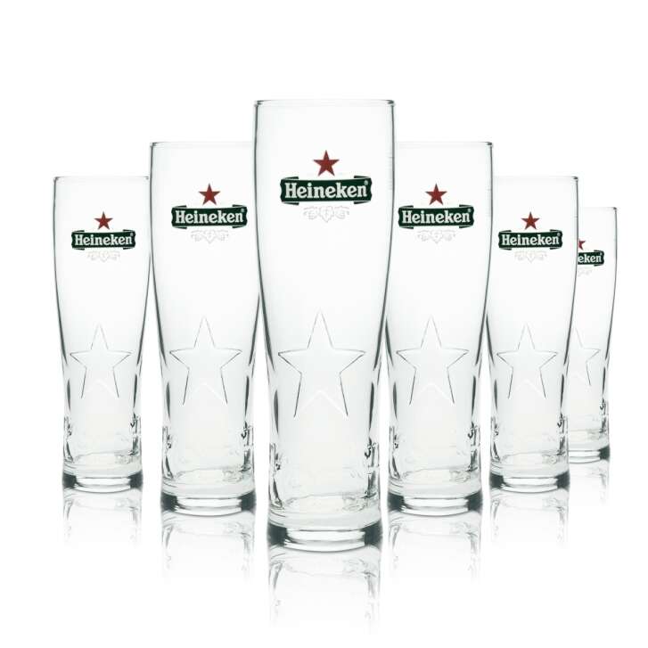 6x Heineken verre à bière tulipe 0,5l étoile relief
