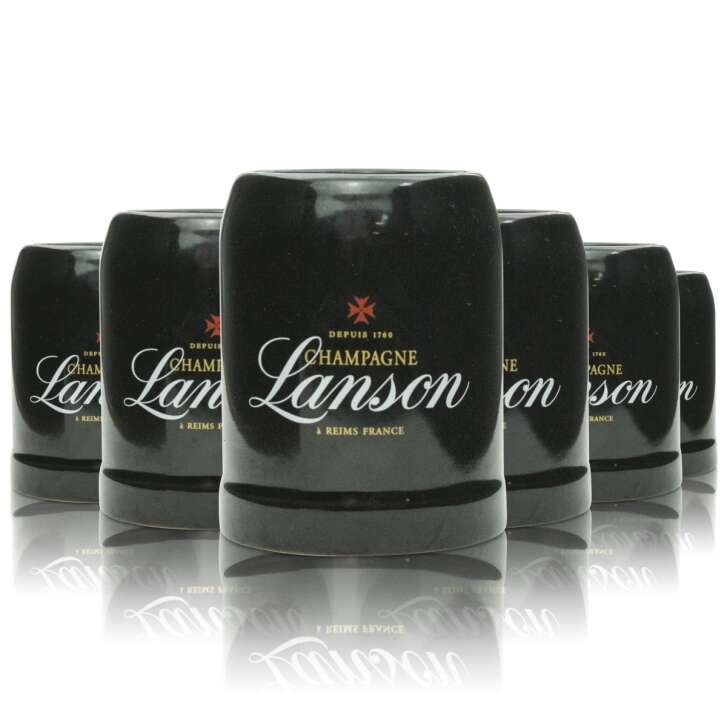 6x Lanson Verre à Champagne pichet en terre cuite noir petit