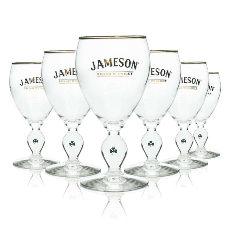 6x Jameson verre à whiskey Irish Coffee 4cl bord doré et trèfle à quatre feuilles