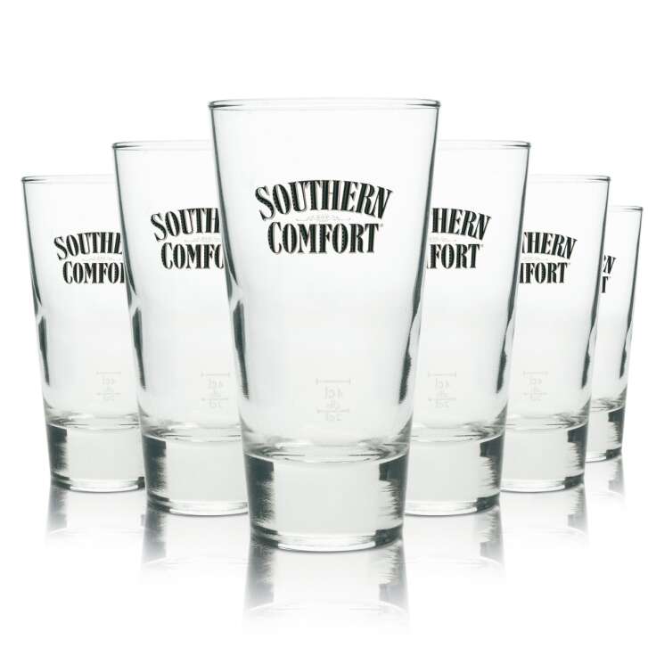 6x Southern Comfort verre à whiskey long drink logo brun