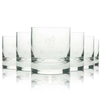 6x Highland Park verre à whisky Tumbler logo blanc...