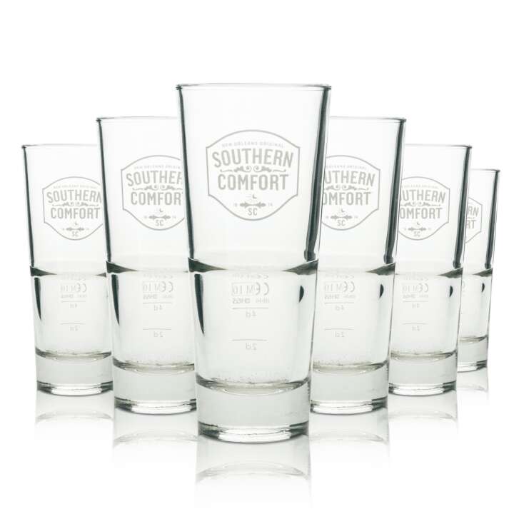 6x Southern Comfort verre à whiskey long drink logo blanc 296ml