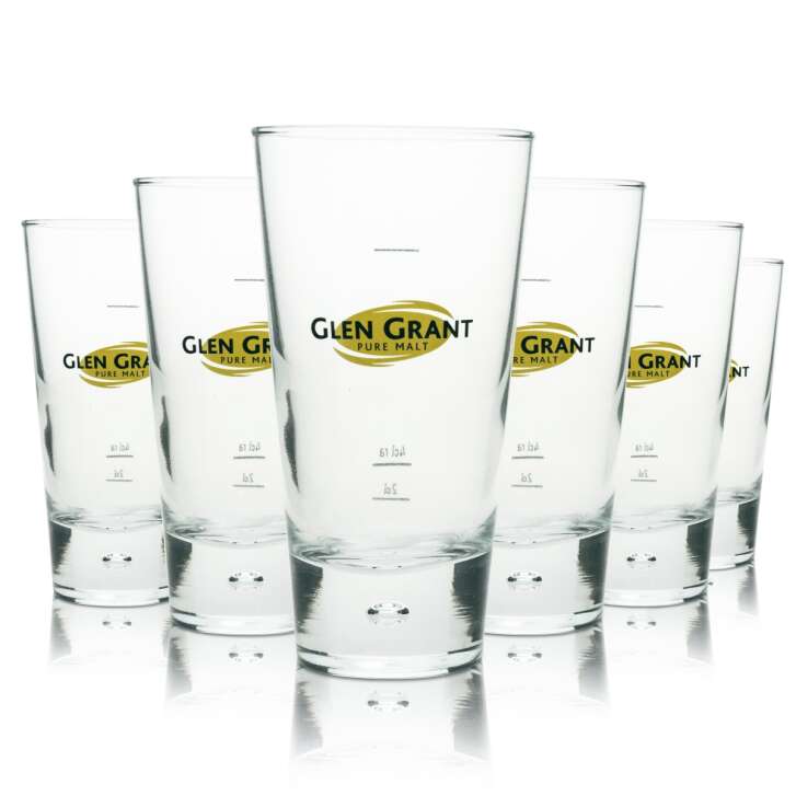 6x Glen Grant verre à whisky long drink avec bulle dair glebes logo