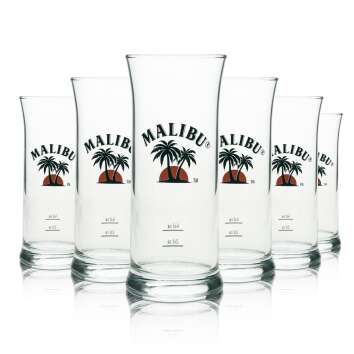 6x Malibu verre à liqueur long drink en forme de V