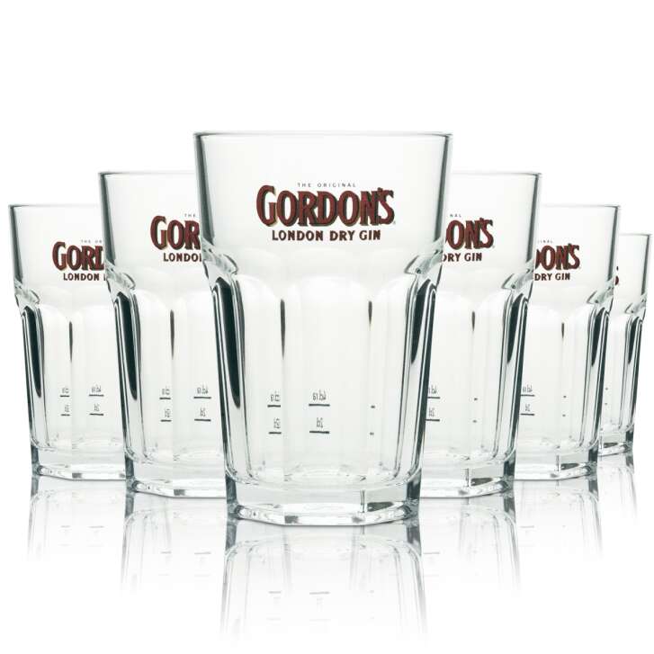6x verre à gin Gordons Longdrink écriture rouge 360ml