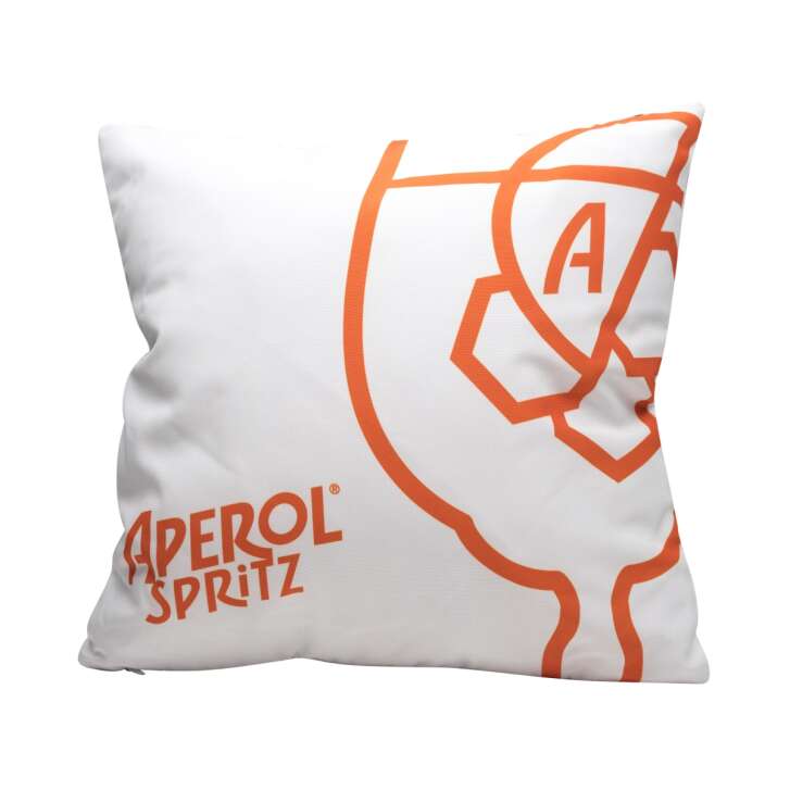 Aperol Spritz Coussin blanc bouteille 40x40 Outdoor Déco Lounge Canapé Bar Logo