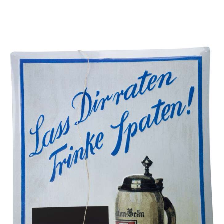 Plaque métallique Spaten Bier 60 x 40 Laisse-toi conseiller, bois Spaten ! Look émail rétro