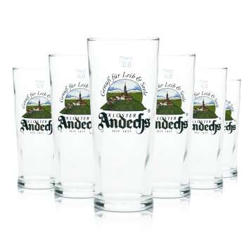 6 verres à bière Andechs 0,3l Logo Sahm...