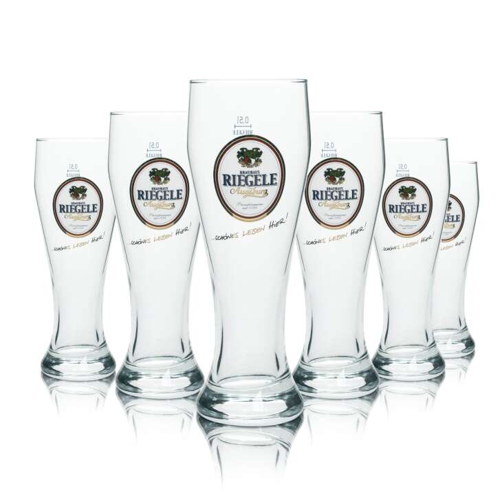 6x Riegele verre à bière 0,5l verre à bière blanche levure Weizen Augsburg brasserie Beer Bar