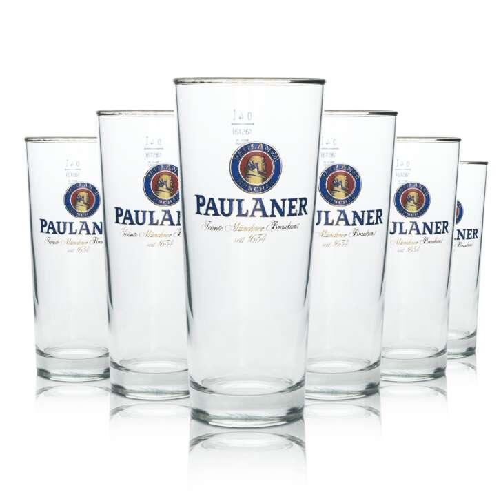 6x verre à bière Paulaner 0,4l Willi Becher Rastal Pint Gläser Helles Brauerei Beer München