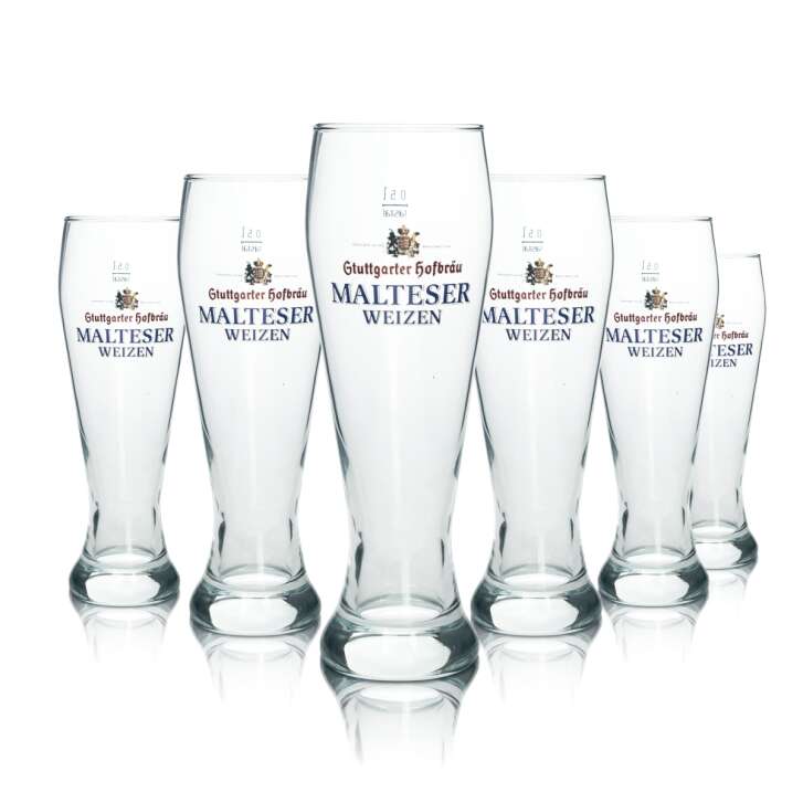 6 verres à bière Stuttgarter Hofbräu 0,5 l Malteser Weizen Sahm Weißbier Brauerei