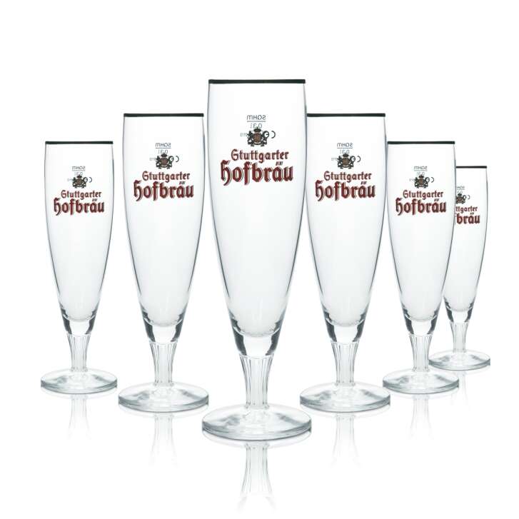 6x Stuttgarter Hofbräu verre à bière 0,3l tulipe bord doré Sahm coupe verres brasserie Beer