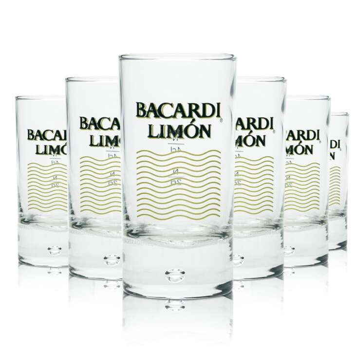 6x Bacardi Limon Rum Verre Shot 2cl 4cl Verres courts Stamper Schnaps Perle dair