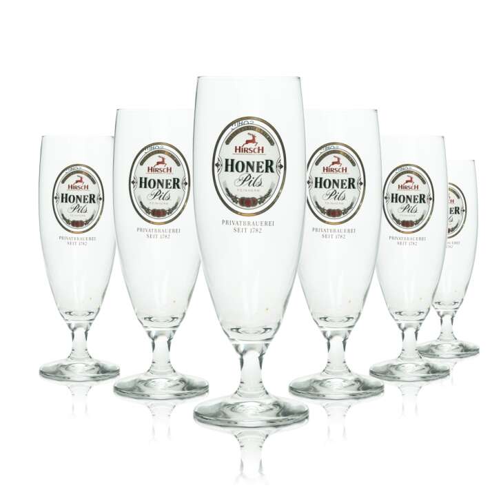 6x Hirsch Bräu verre à bière 0,25l Pokal Pils Sahm verres tulipe brasserie verre à pied