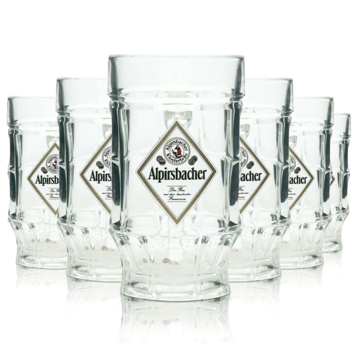 6x Alpirsbacher Bier Glas 0,3l Krug Strassburg Sahm Seidel Henkel Verres Humpen