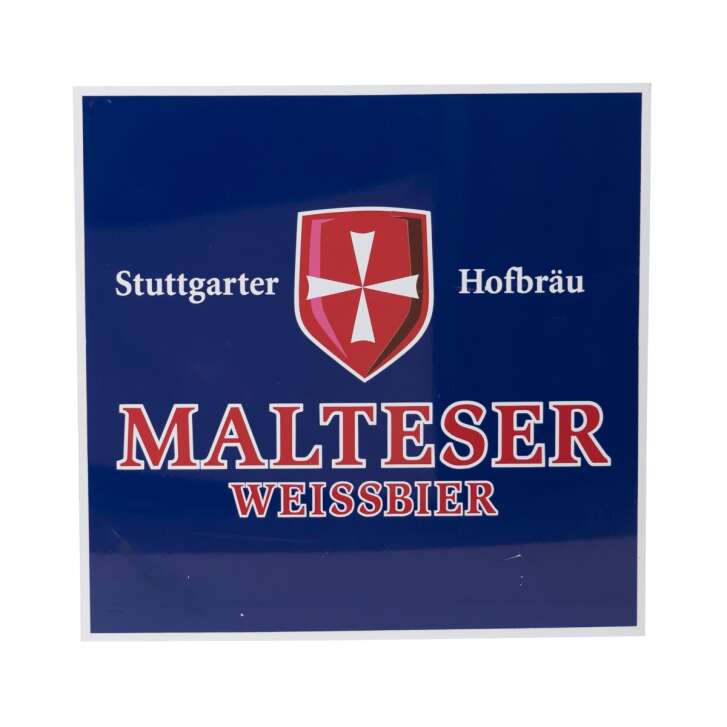 Stuttgarter Hofbräu Bier Plaque de métal 42x43cm bleu Malteser Weissbier Tableau mural