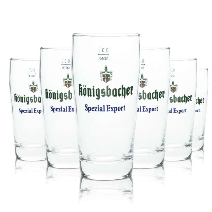 6x Königsbacher Bier Glas 0,3l Willi Becher Verres spéciaux pour lexportation de la brasserie Beer
