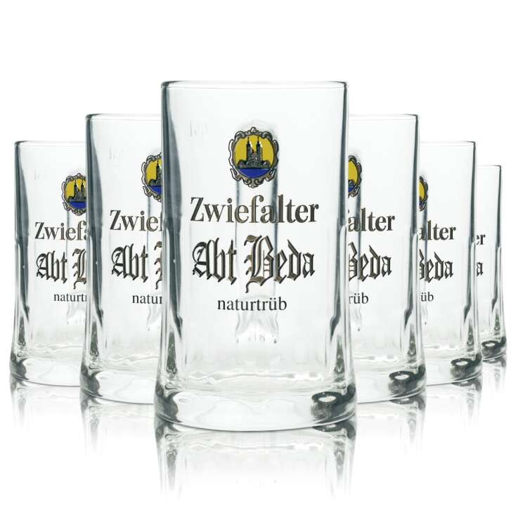 6x Zwiefalter Bier Glas 0,5l Krug Abt Beda naturtrüb Salzburg Sahm Seidel Gläser (verre à bière de Zwiefalter)