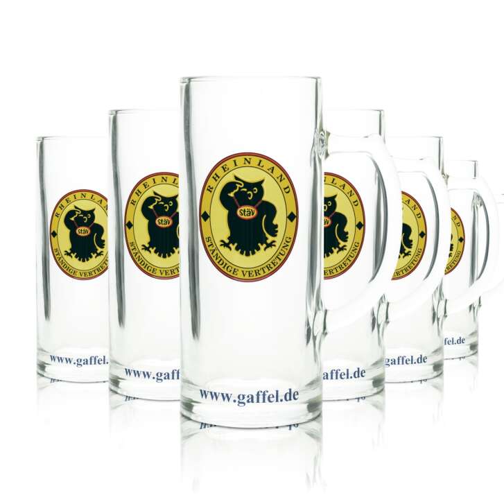 6x Gaffel verre à bière 0,5l Krug Rheinland représentation permanente Seidel verres Kölsch