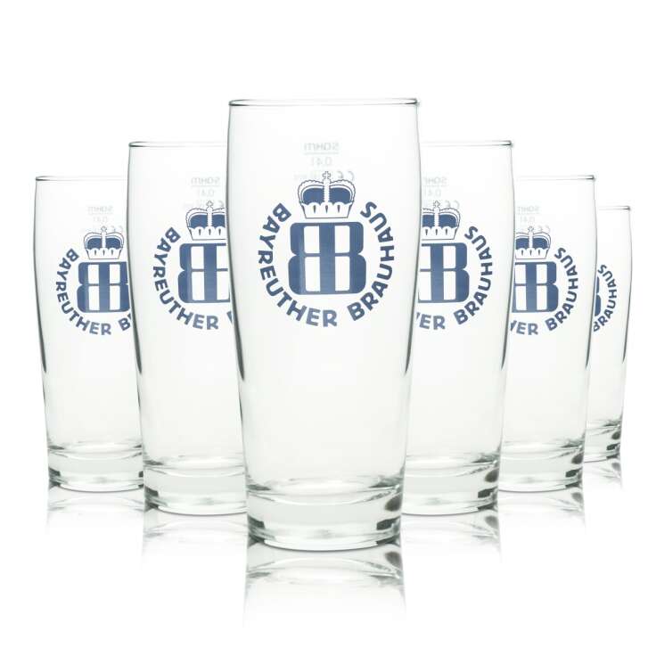 6x Bayreuther Bier Glas 0,4l gobelet Sahm Willi Pils verres Helles Export Beer