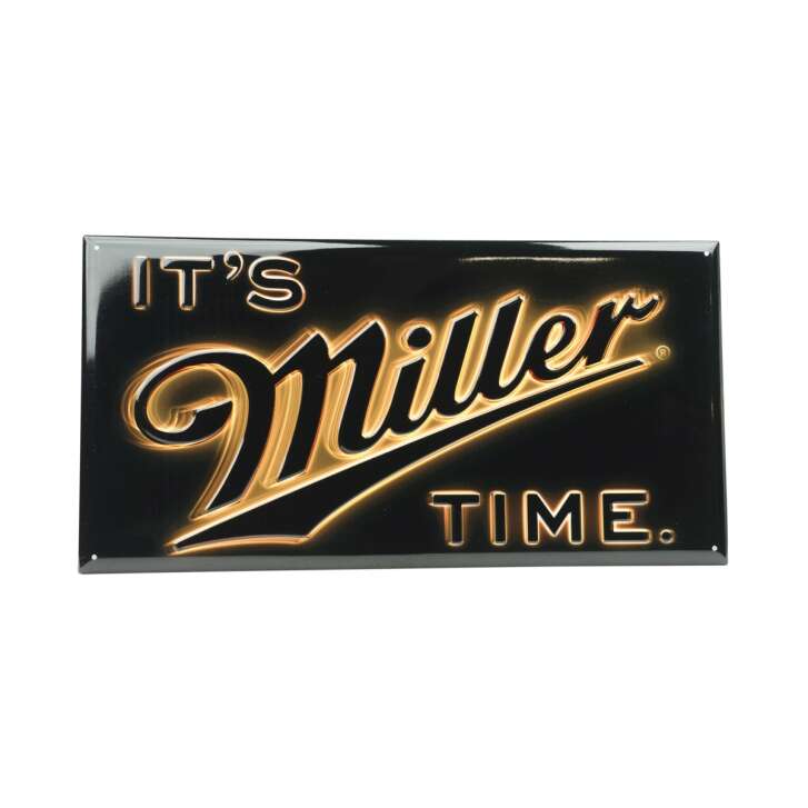 Miller Bière Plaque de tôle 44x23cm "Its Miller Time" Mur Publicité Nostalgie