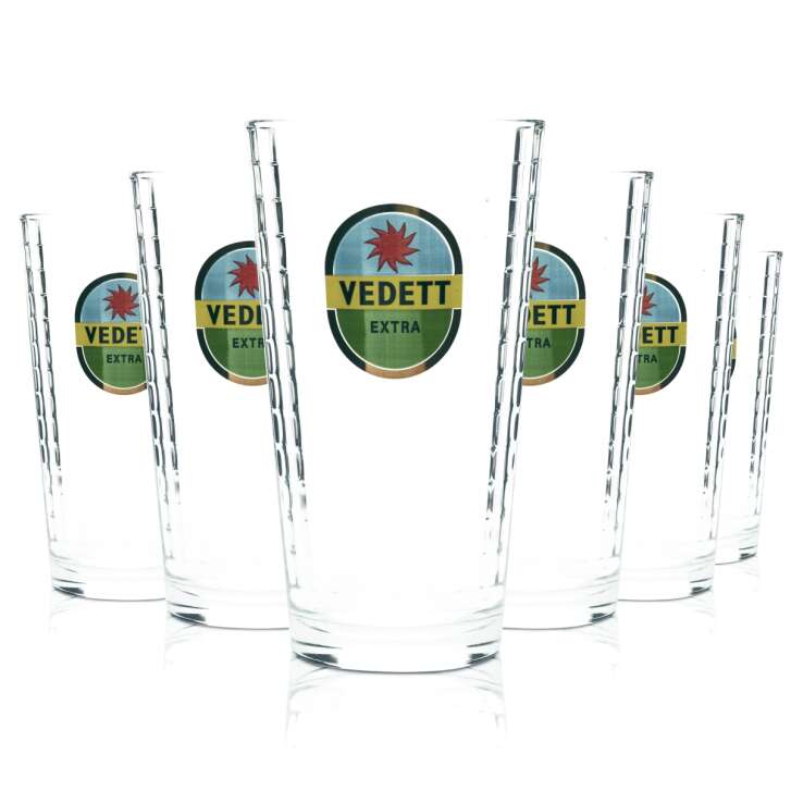 6x Vedett verre à bière 0,33l gobelet "Extra" verres en relief Beer Belgium Craft Pils 33cl