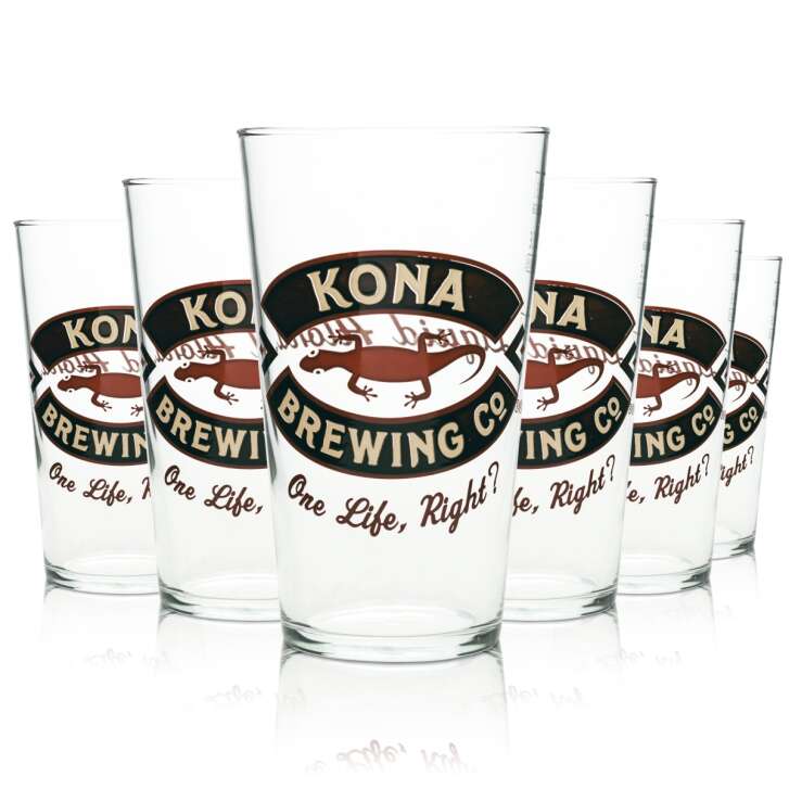 6x Kona verre à bière 0,5l pinte gobelet Hawaii Beer Craft verres brasserie Aloha Willi